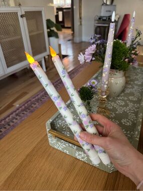 Hand painted battery taper candles